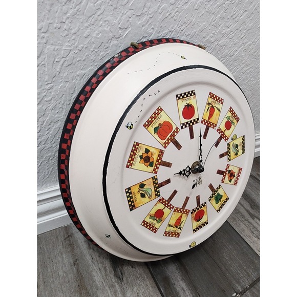 Clocks And Colours Other - Vintage Hand Painted Vegetable Plate Wall Clock Rustic Country Kitchen Decor 99